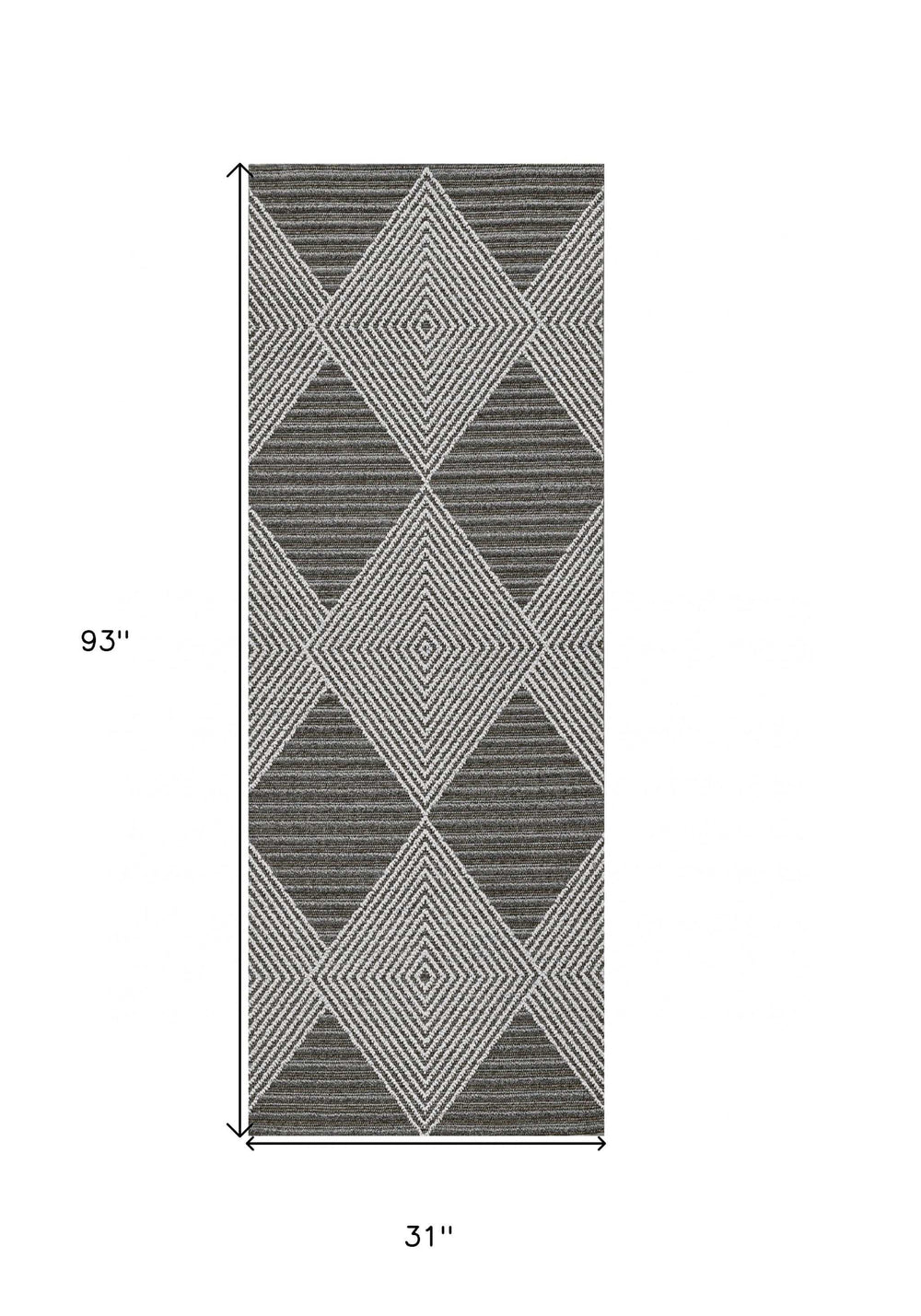 3' X 8' Gray Geometric Indoor Outdoor Area Rug - Homeroots - Flyclothing LLC