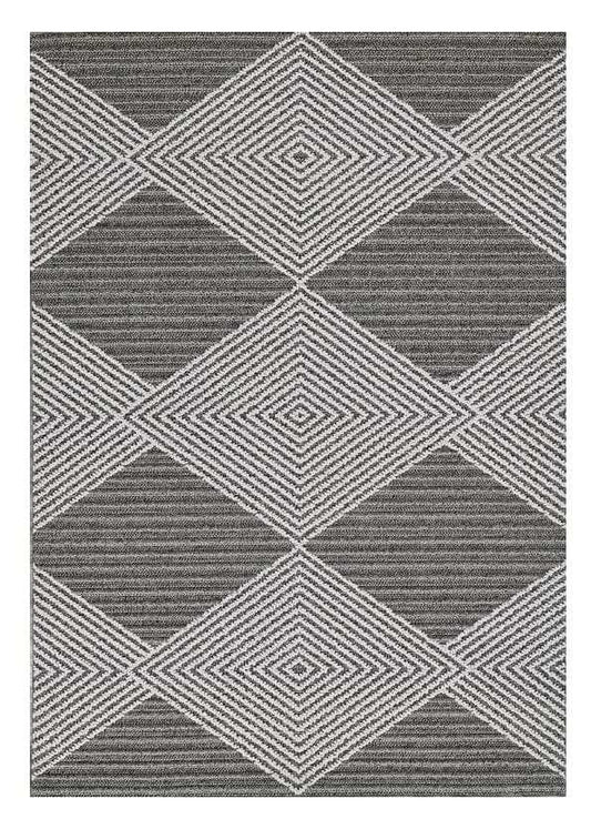 8' X 10' Gray and Ivory Geometric Area Rug - Homeroots - Flyclothing LLC