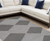 8' X 10' Gray and Ivory Geometric Area Rug - Homeroots