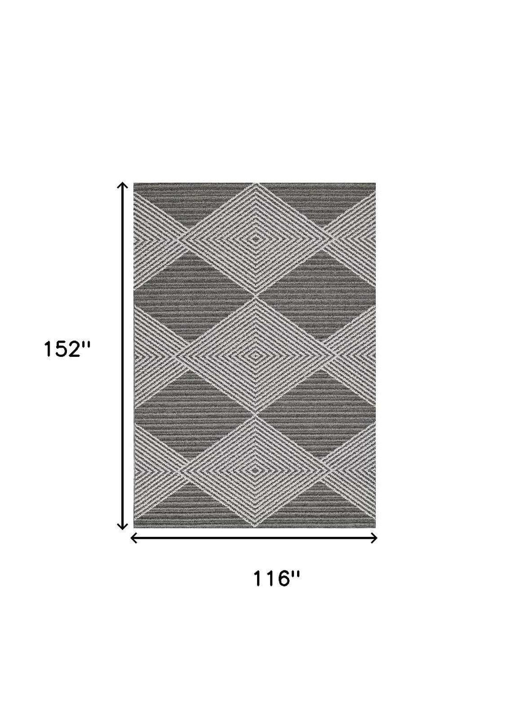 10' X 13' Gray and Ivory Geometric Area Rug - Homeroots - Flyclothing LLC