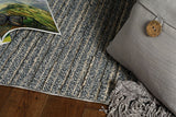 7' X 9' Denim Blue Abstract Indoor Outdoor Area Rug - Homeroots