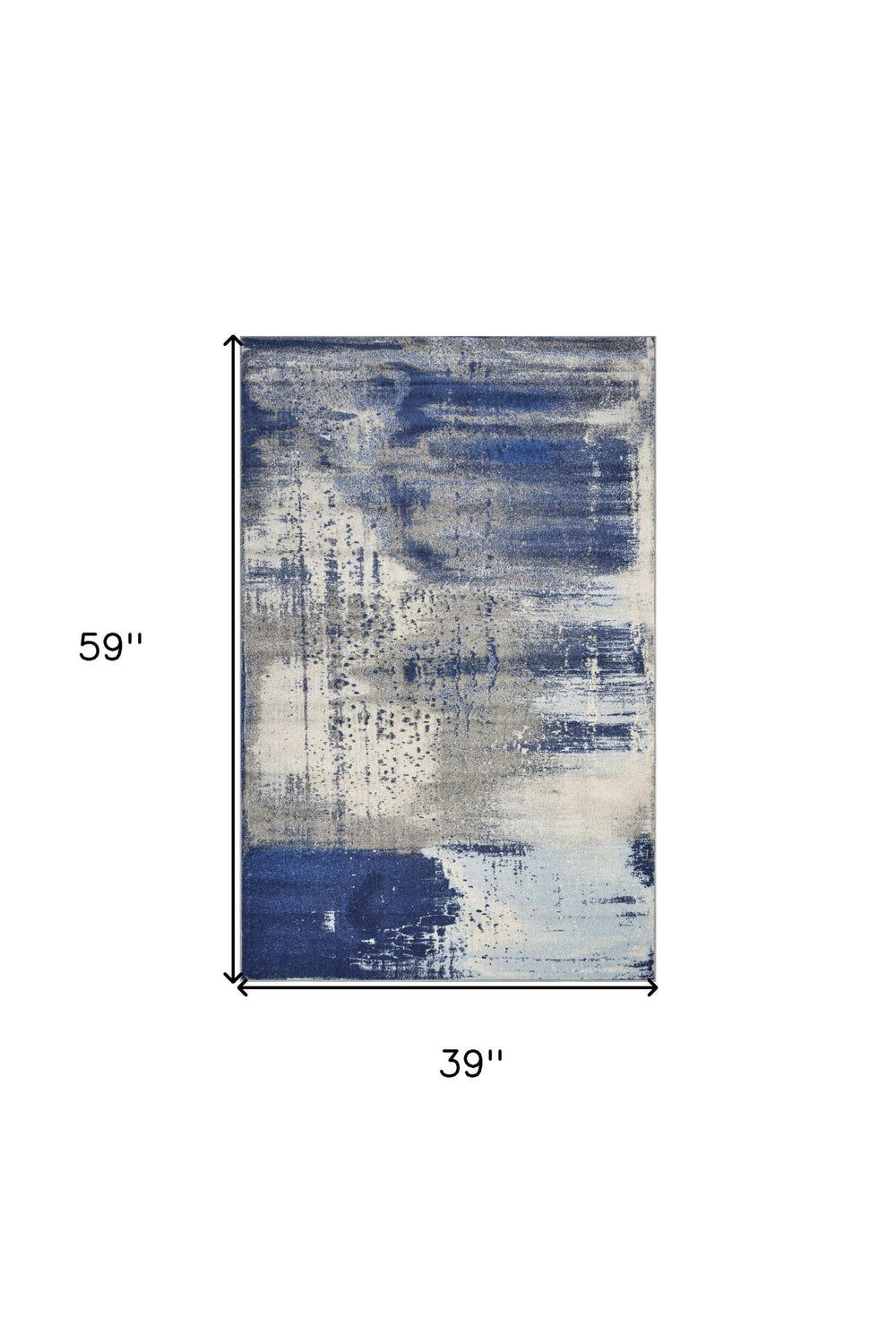 3' X 5' Ice Blue Abstract Brushstrokes Area Rug - Homeroots - Flyclothing LLC