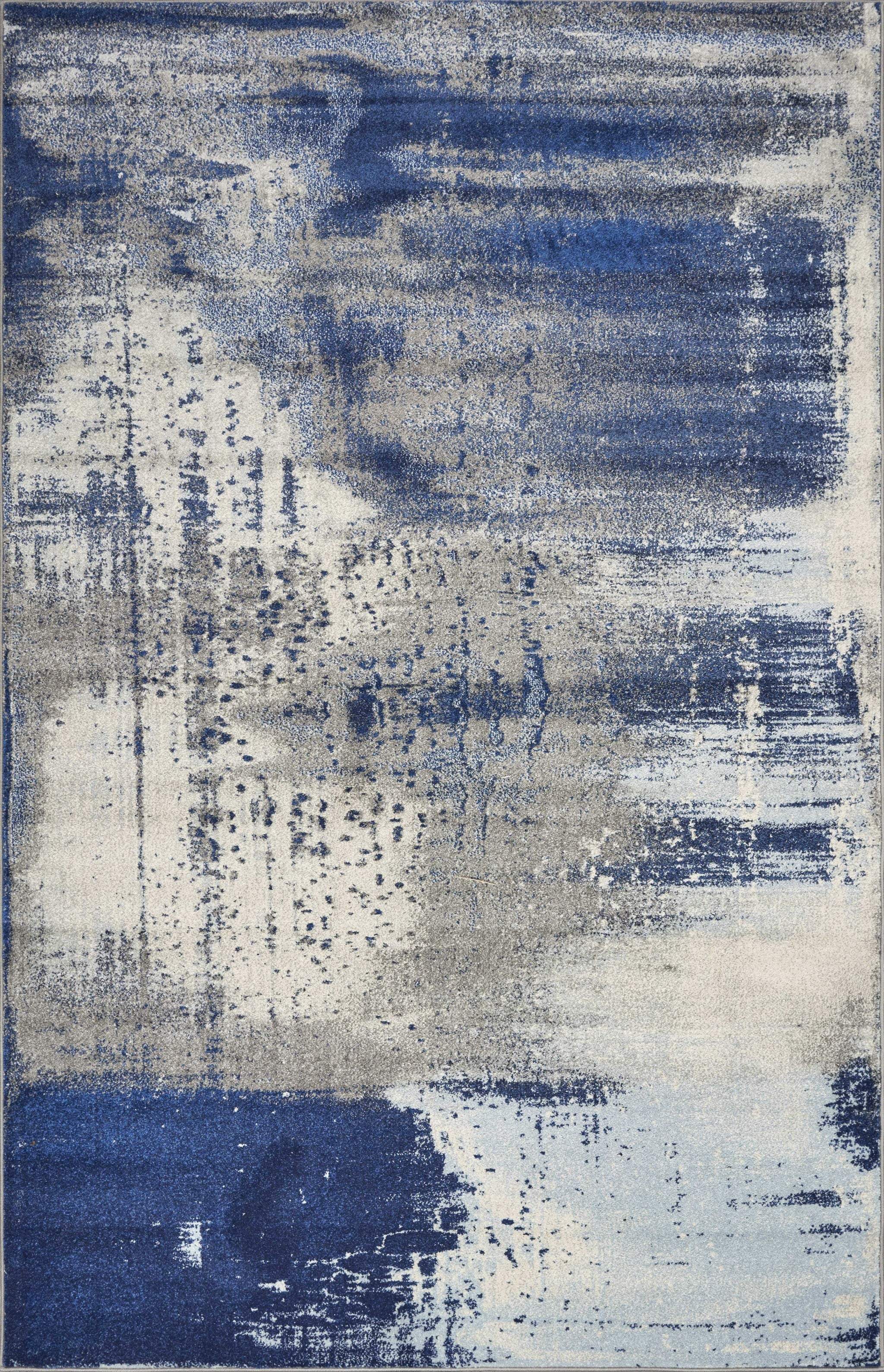 5' X 7' Ice Blue Abstract Splash Indoor Area Rug - Homeroots - Flyclothing LLC
