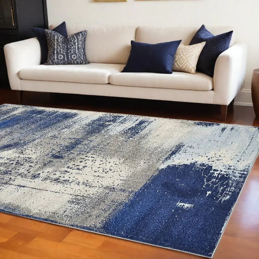 7' X 10' Ice Blue Machine Woven Abstract Indoor Area Rug - Homeroots - Flyclothing LLC