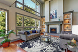 5' X 7' Blue Paint Splash Indoor Area Rug - Homeroots