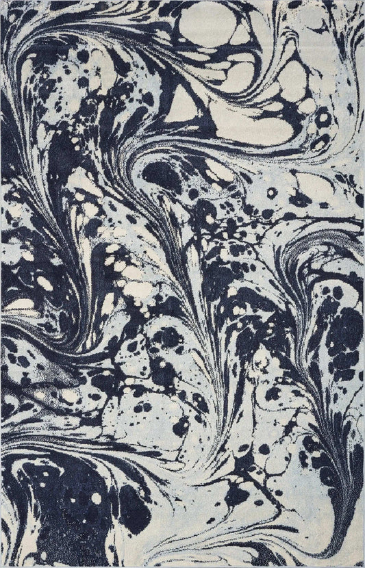 5' X 7' Blue Paint Splash Indoor Area Rug - Homeroots - Flyclothing LLC