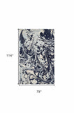 7' X 10' Blue Machine Woven Abstract Indoor Area Rug - Homeroots