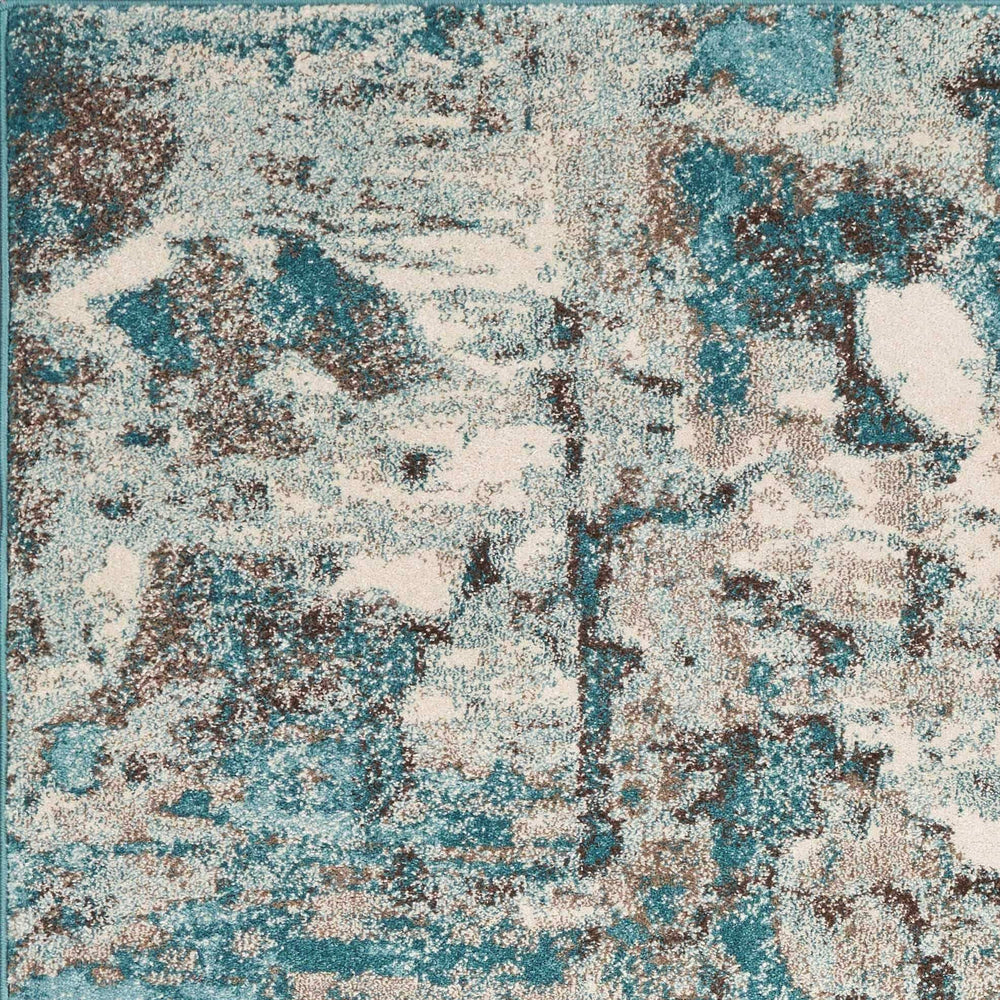 5' X 8' Ivory Teal Machine Woven Abstract Indoor Area Rug - Homeroots - Flyclothing LLC