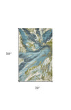 3' X 5' Teal Abstract Splashes Area Rug - Homeroots - Flyclothing LLC