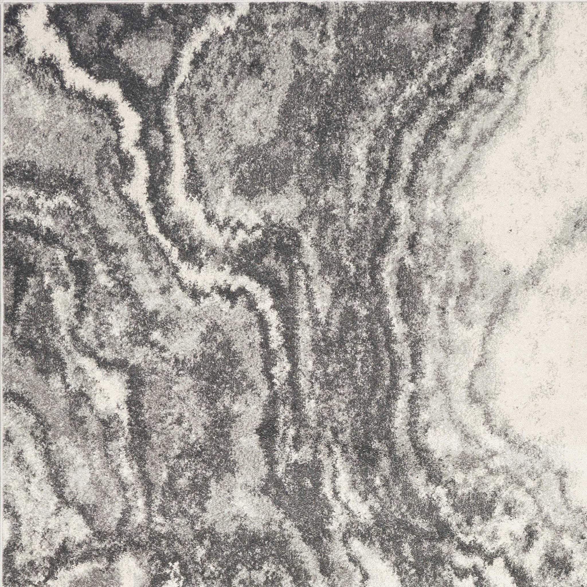 3' X 5' Ivory Grey Machine Woven Marble Indoor Area Rug - Homeroots - Flyclothing LLC