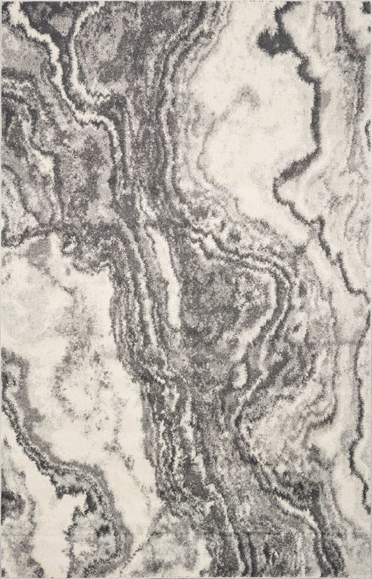 5' X 8' Ivory Grey Machine Woven Marble Indoor Area Rug - Homeroots - Flyclothing LLC