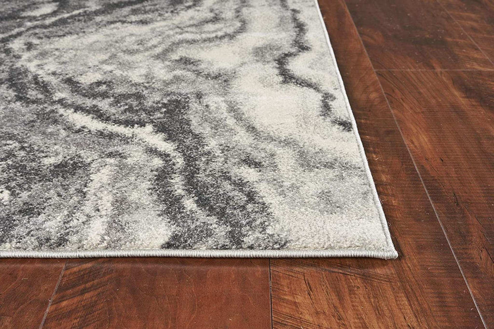 5' X 8' Ivory Grey Machine Woven Marble Indoor Area Rug - Homeroots - Flyclothing LLC