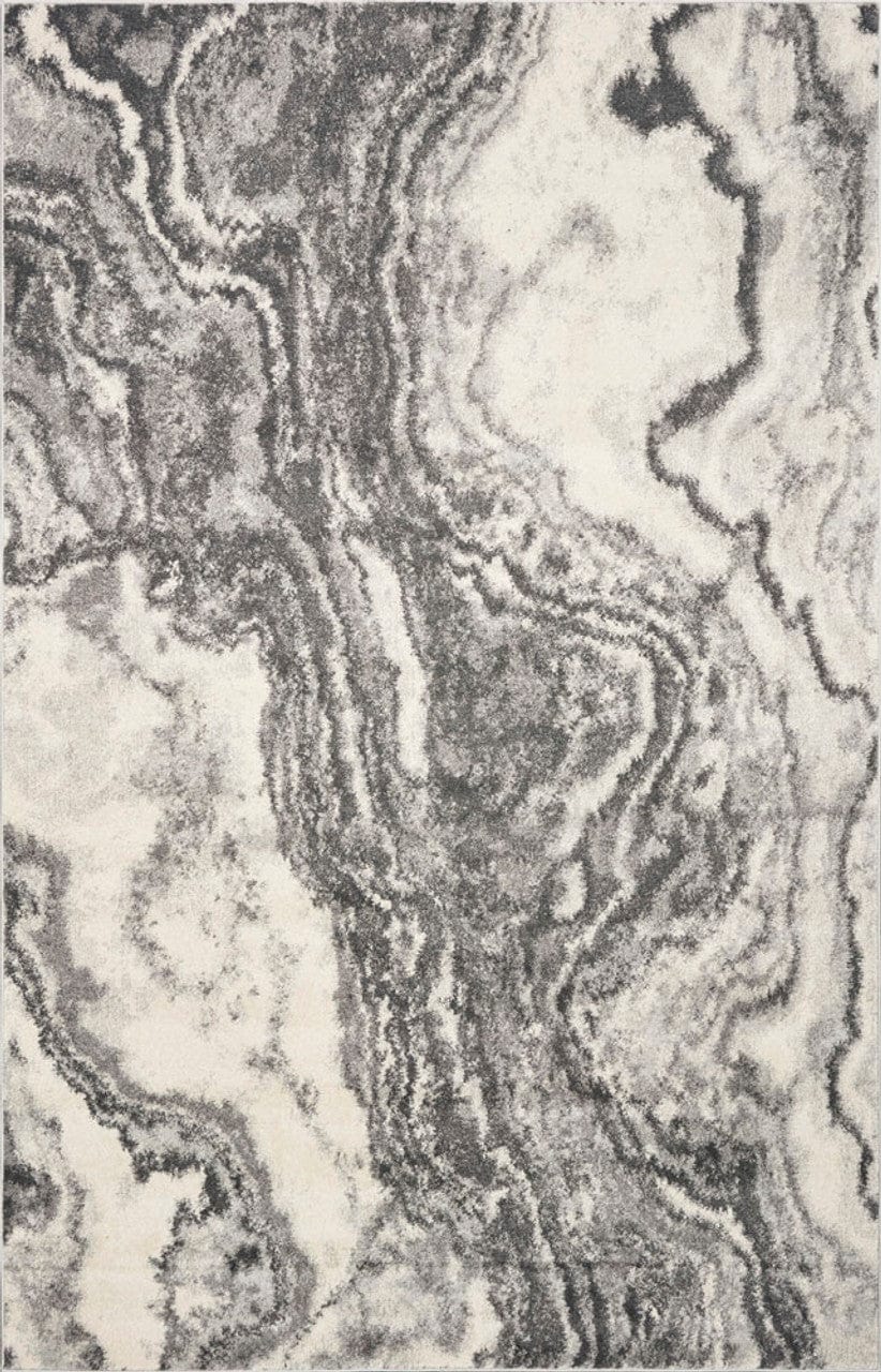 8' X 10' Ivory Grey Machine Woven Abstract Marble Indoor Area Rug - Homeroots