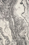 8' X 10' Ivory Grey Machine Woven Abstract Marble Indoor Area Rug - Homeroots