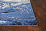 3' X 5' Blue Abstract Waves Area Rug - Homeroots