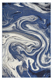 7' X 10' Blue Beige Machine Woven Marble Indoor Area Rug - Homeroots