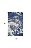 7' X 10' Blue Beige Machine Woven Marble Indoor Area Rug - Homeroots