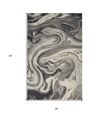 3' X 5' Grey Black Machine Woven Marble Indoor Area Rug - Homeroots - Flyclothing LLC