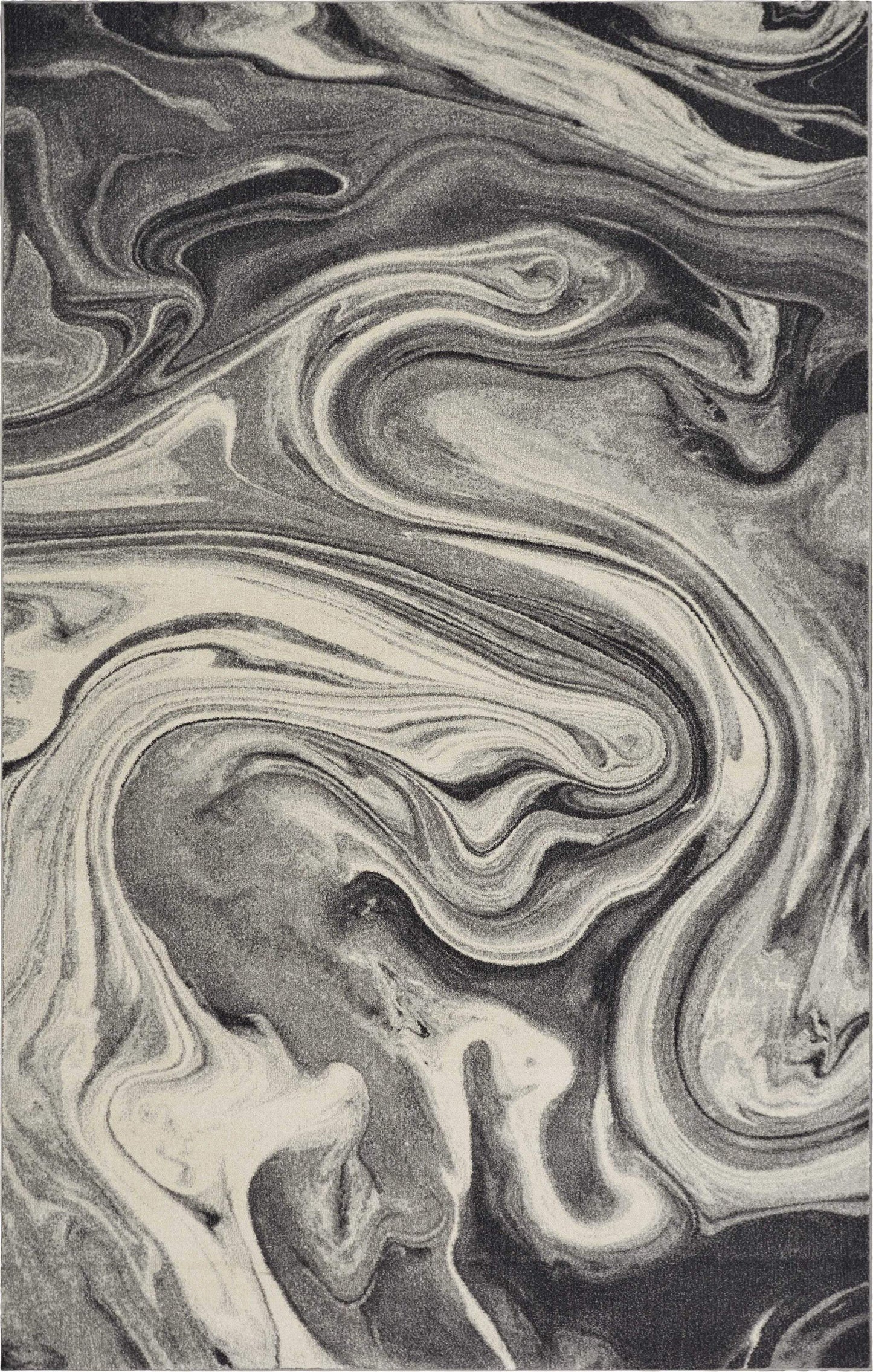 3' X 5' Grey Black Machine Woven Marble Indoor Area Rug - Homeroots - Flyclothing LLC