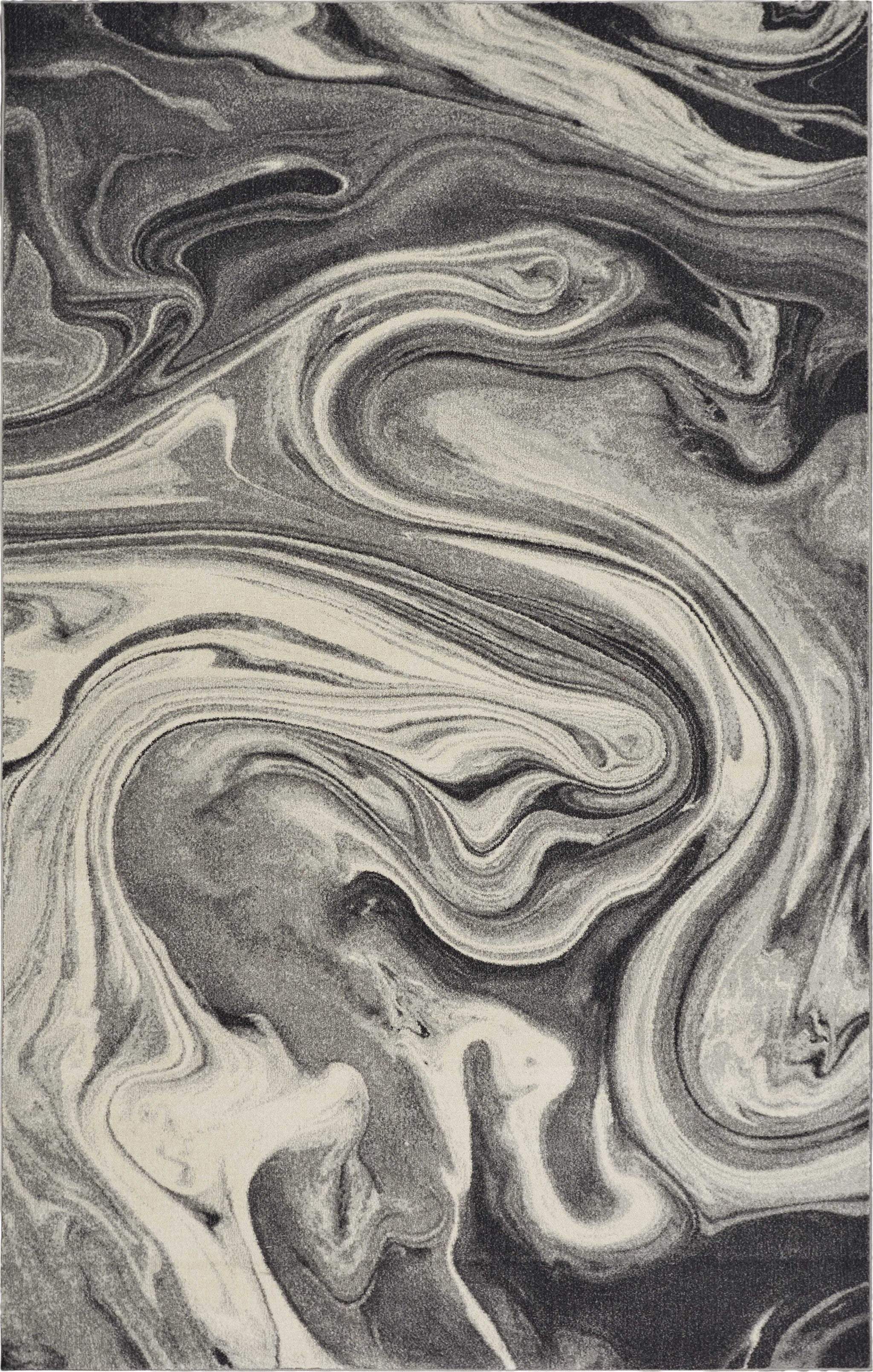 3' X 5' Grey Black Machine Woven Marble Indoor Area Rug - Homeroots - Flyclothing LLC
