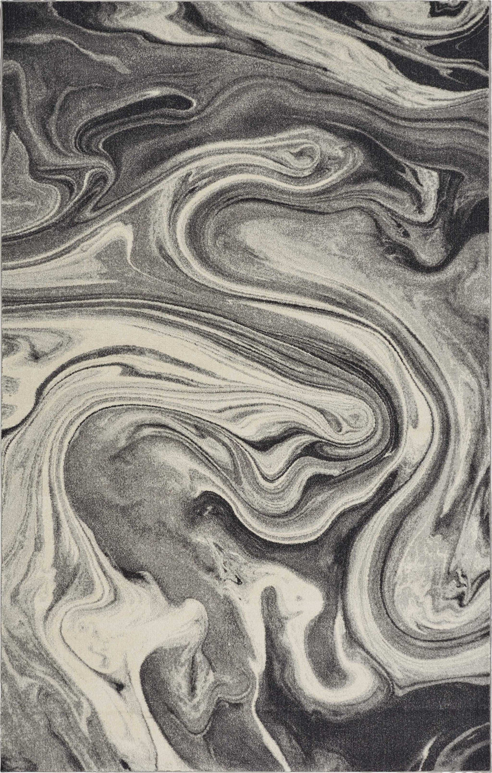 3' X 5' Grey Black Machine Woven Marble Indoor Area Rug - Homeroots - Flyclothing LLC