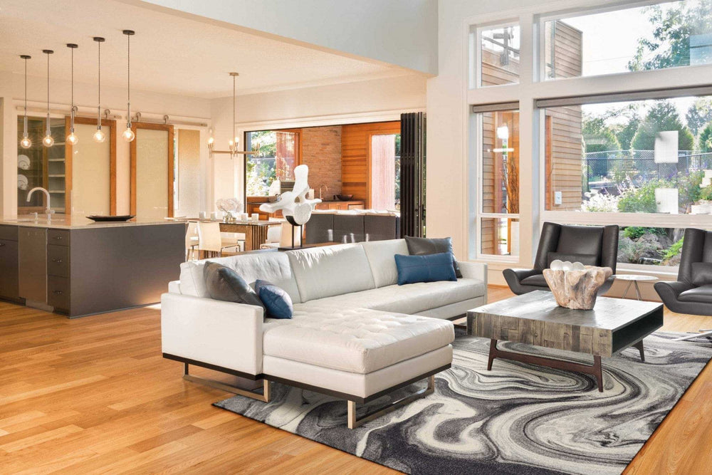 3' X 5' Grey Black Machine Woven Marble Indoor Area Rug - Homeroots - Flyclothing LLC