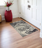3' X 5' Grey Black Machine Woven Marble Indoor Area Rug - Homeroots