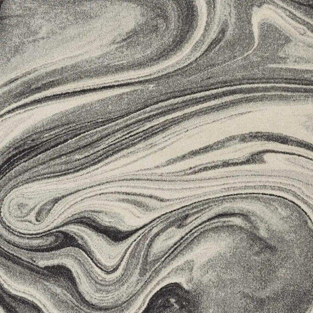 3' X 5' Grey Black Machine Woven Marble Indoor Area Rug - Homeroots - Flyclothing LLC