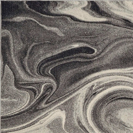 5' X 8' Grey Black Machine Woven Marble Indoor Area Rug - Homeroots - Flyclothing LLC