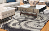 5' X 8' Grey Black Machine Woven Marble Indoor Area Rug - Homeroots