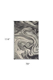 7' X 9' Grey Or Black Abstract Marble Design Indoor Area Rug - Homeroots - Flyclothing LLC