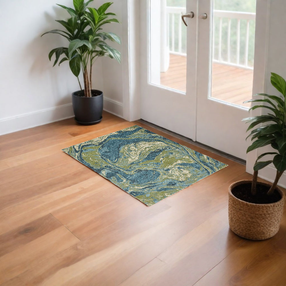 3' X 5' Multicoloured Abstract Shag Area Rug - Homeroots