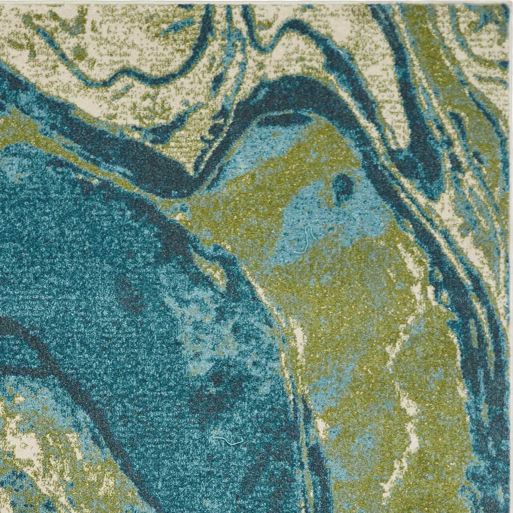 5' X 7' Teal Abstract Splash Indoor Area Rug - Homeroots - Flyclothing LLC