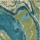 5' X 7' Teal Abstract Splash Indoor Area Rug - Homeroots