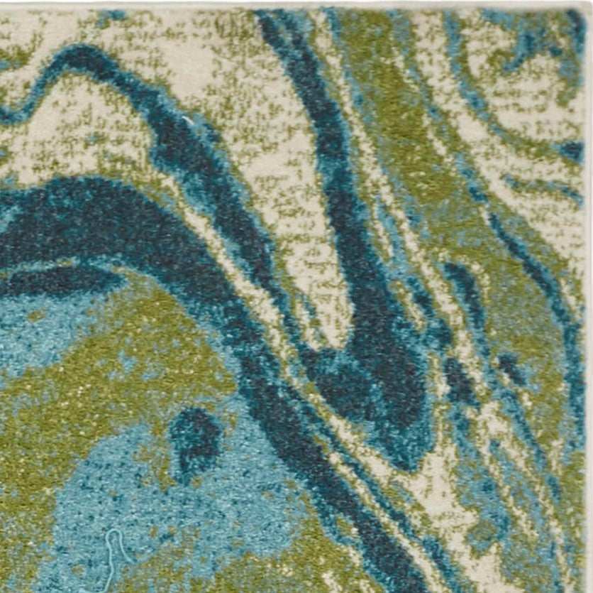 5' X 7' Teal Abstract Splash Indoor Area Rug - Homeroots - Flyclothing LLC