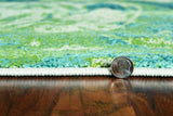 5' X 7' Teal Abstract Splash Indoor Area Rug - Homeroots