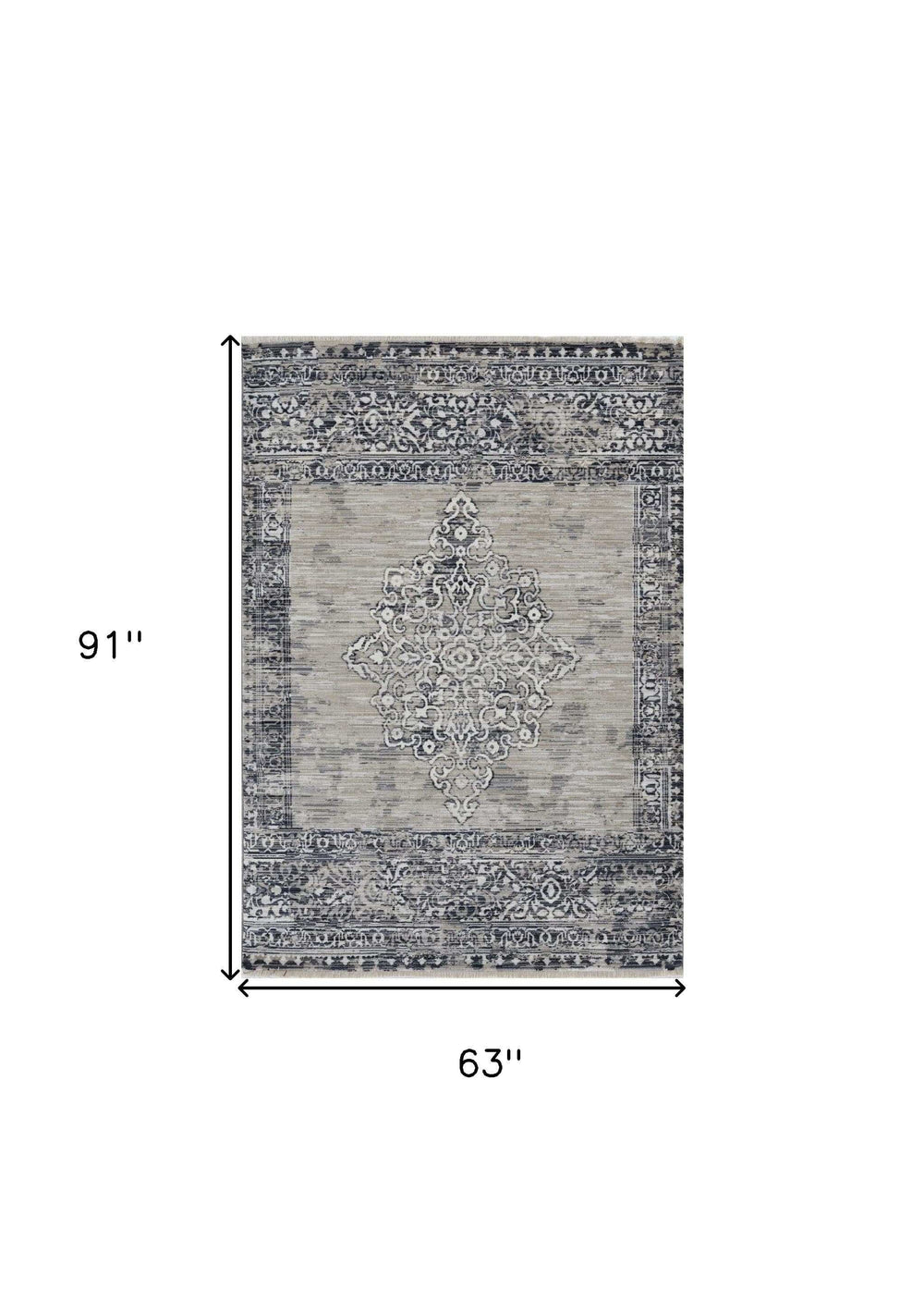 5' X 8' Charcoal and Gray Medallion Area Rug - Homeroots - Flyclothing LLC