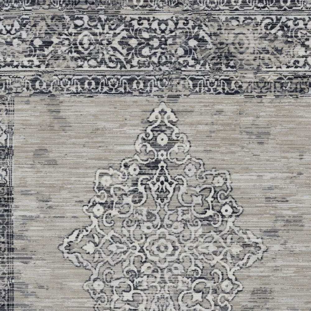 5' X 8' Charcoal and Gray Medallion Area Rug - Homeroots - Flyclothing LLC