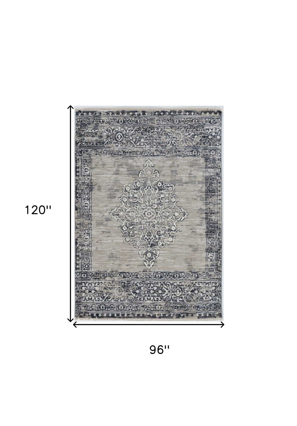8' X 10' Sand And Charcoal Diamond Area Rug - Homeroots - Flyclothing LLC
