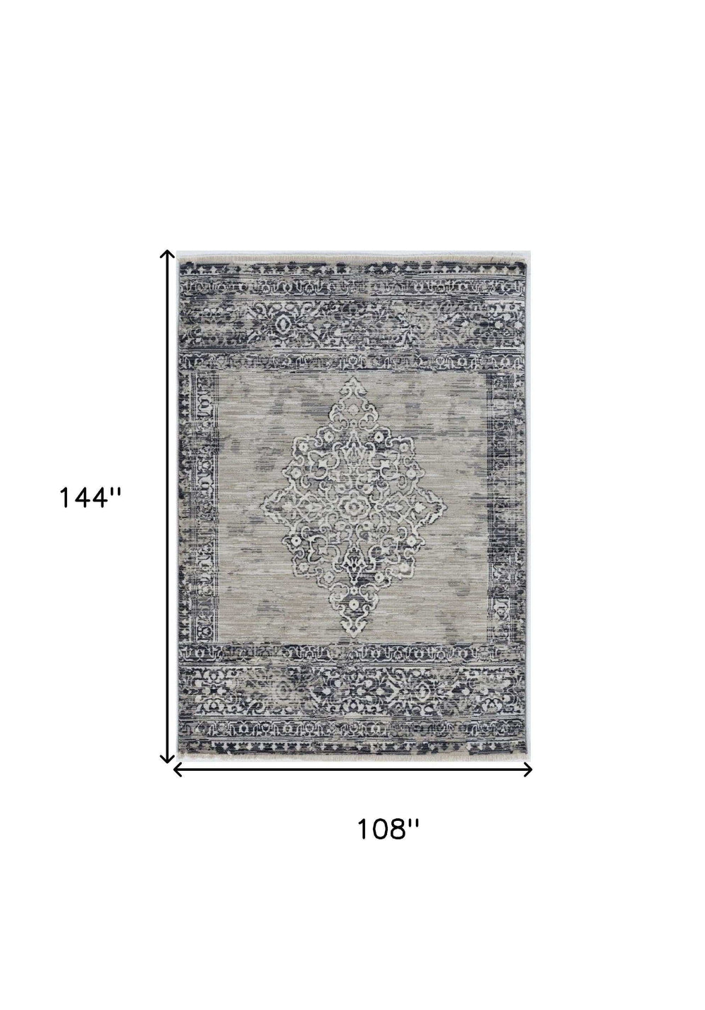 9' X 12' Charcoal and Gray Medallion Area Rug - Homeroots - Flyclothing LLC