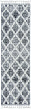 8' Runner Charcoal Geometric Runner Rug - Homeroots
