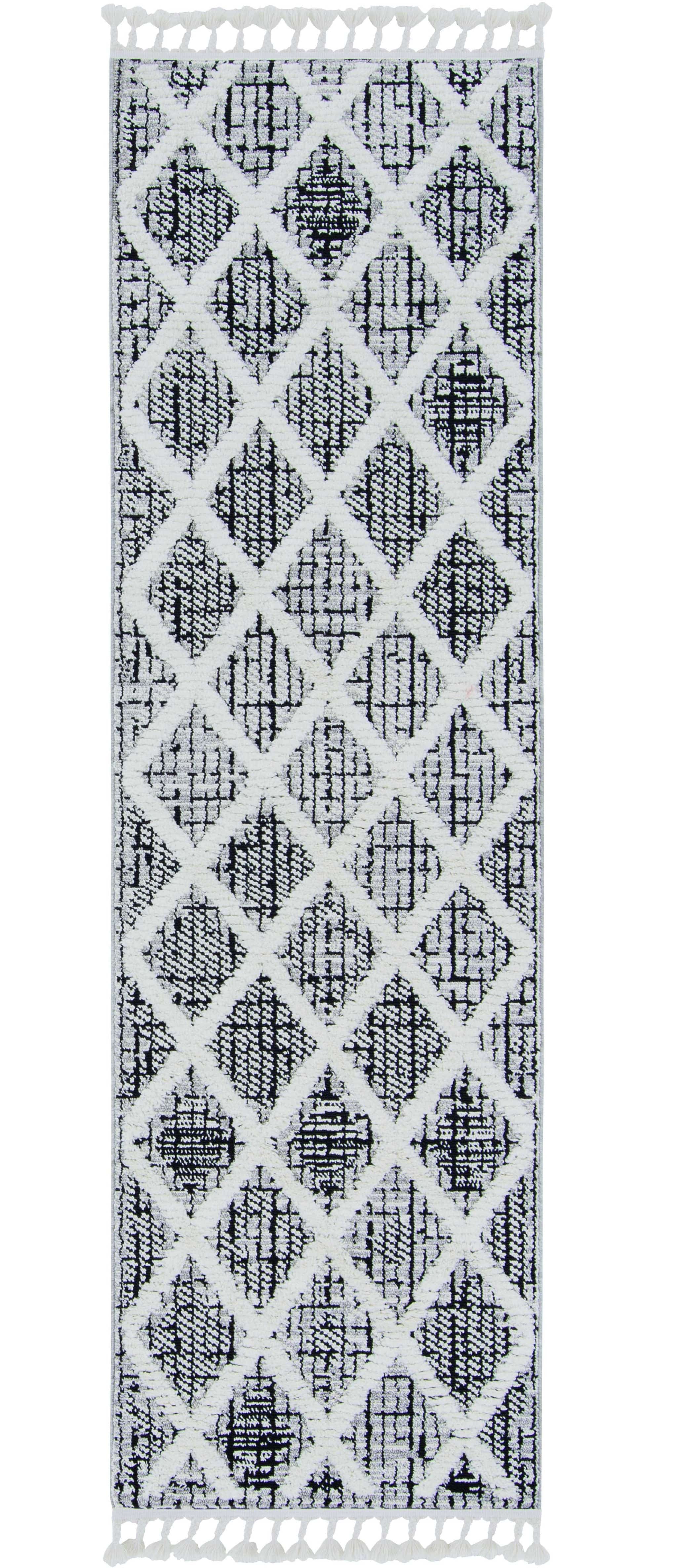 8' Runner Charcoal Geometric Runner Rug