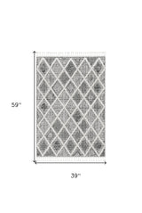 3' X 5' Charcoal Geometric Area Rug - Homeroots - Flyclothing LLC