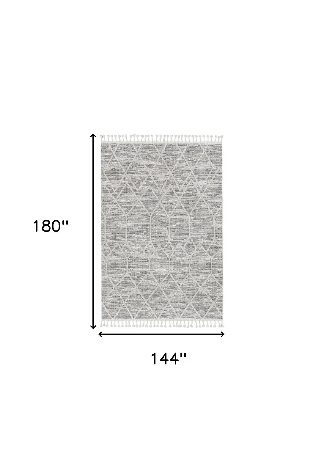 12' X 15' Gray and Ivory Geometric Area Rug - Homeroots - Flyclothing LLC