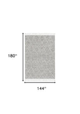 12' X 15' Gray and Ivory Geometric Area Rug - Homeroots - Flyclothing LLC