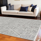 12' X 15' Gray and Ivory Geometric Area Rug - Homeroots