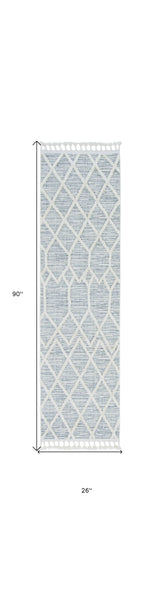 8' Gray and Ivory Abstract Runner Rug - Homeroots - Flyclothing LLC