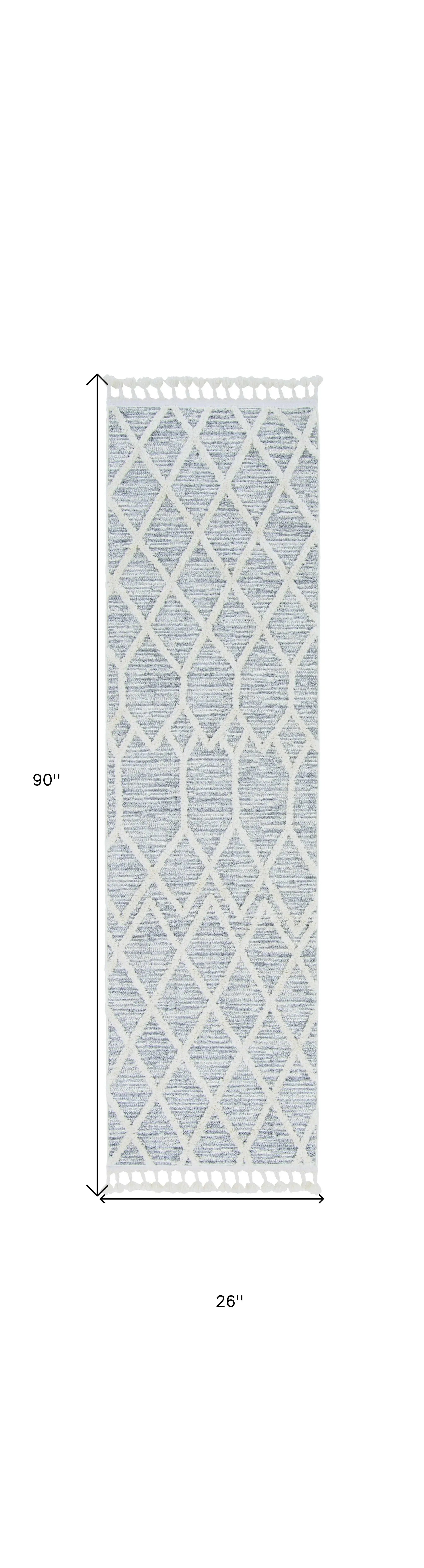 8' Gray and Ivory Abstract Runner Rug - Homeroots - Flyclothing LLC