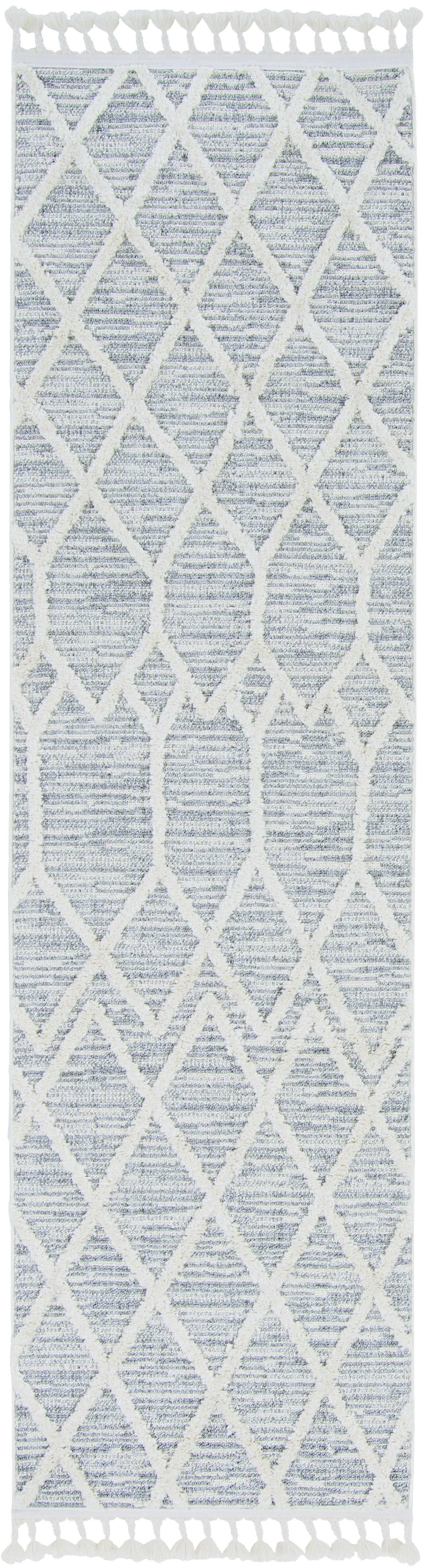 8' Gray and Ivory Abstract Runner Rug - Homeroots - Flyclothing LLC