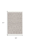 5' X 8' Gray and Ivory Abstract Area Rug - Homeroots